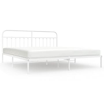 Vidaxl Kovinski posteljni okvir z vzglavjem bel 200x200 cm
