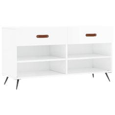 Vidaxl Regal za čevlje visok sijaj bel 102x35x55 cm inženirski les