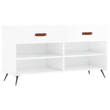 Vidaxl Regal za čevlje visok sijaj bel 102x35x55 cm inženirski les