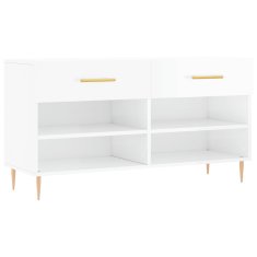 Vidaxl Regal za čevlje visok sijaj bel 102x35x55 cm inženirski les