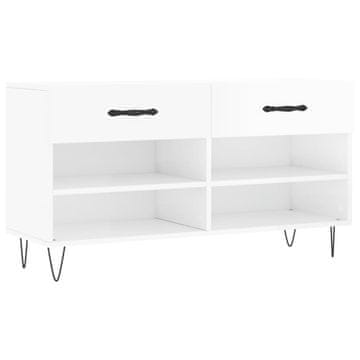Vidaxl Regal za čevlje visok sijaj bel 102x35x55 cm inženirski les
