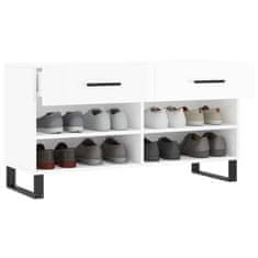 Vidaxl Regal za čevlje visok sijaj bel 102x35x55 cm inženirski les