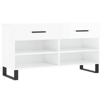 Vidaxl Regal za čevlje visok sijaj bel 102x35x55 cm inženirski les