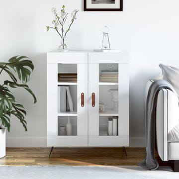 Vidaxl vidaXL Omarica, bela, sijajna, 69,5 x 34 x 90 cm, material na osnovi lesa