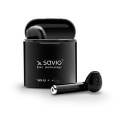 SAVIO Savio TWS-02 Brezžične Bluetooth slušalke, Graphitne, s funkcijo zmanjšanja hrupa in dolgotrajno avtonomijo baterije