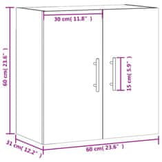 Vidaxl Stenska omarica visok sijaj bela 60x31x60 cm inženirski les