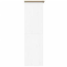 Greatstore Garderobna omara BODO bela rjava 101x52x176,5 cm trdna borovina