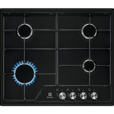 Electrolux Kuhalna plošča Electrolux EGS6424K, vgrajena, plinska, črna, 4 zone, širina 60 cm, moč do 3000 W