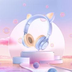 Hoco W36 slušalke z mačjimi ušesi 3.5mm mini jack, svetlomodro