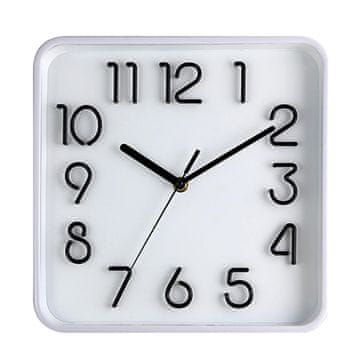 M.A.T Group Stenska ura 25,3x25,3cm, 3D številčnica, PH, steklo, kovina BELA