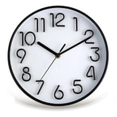 Stenska ura, premer 25,3 cm, 3D številčnica, PH, steklo, kovina BLACK/WHITE