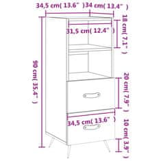 Vidaxl Komoda dimljeni hrast 34,5x34x90 cm inženirski les