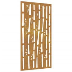 Vidaxl Vrtna stenska dekoracija 105x55 cm corten jeklo bambus