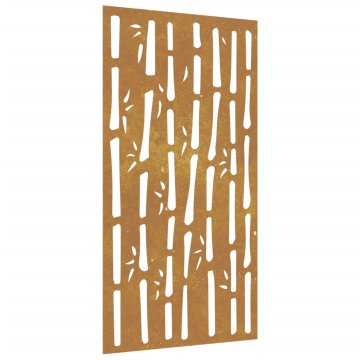 Vidaxl Vrtna stenska dekoracija 105x55 cm corten jeklo bambus