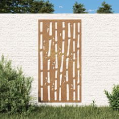 Vidaxl Vrtna stenska dekoracija 105x55 cm corten jeklo bambus