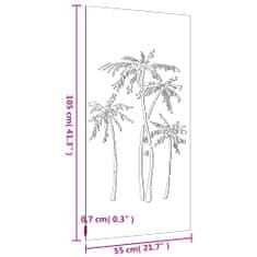 Vidaxl Vrtna stenska dekoracija 105x55 cm corten jeklo palme