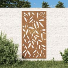 Vidaxl Vrtna stenska dekoracija 105x55 cm corten jeklo bambusovi listi