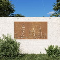 Vidaxl Vrtna stenska dekoracija 105x55 cm corten jeklo panorama