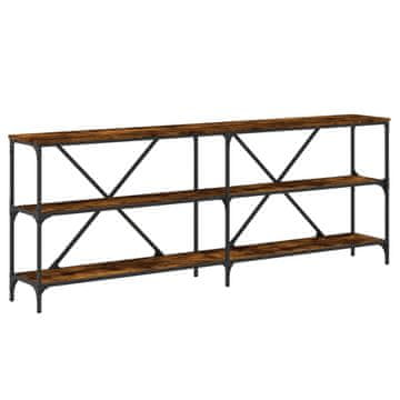 Konzolna mizica dimljen hrast 200x30x75 cm inž. les in železo