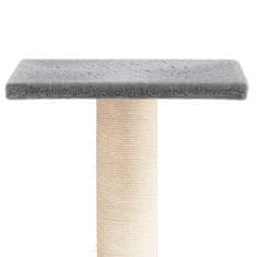 Greatstore Mačja praskalnica s ploščadjo svetlo siva 38 cm