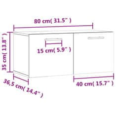 Vidaxl Stenska omarica dimljeni hrast 80x36,5x35 cm inženirski les