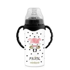 Miniland Baby Termovka iz nerjavečega jekla s cucljem Magical, 240 ml, črno-bela