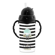 Miniland Baby Termovka s slamico Magical, 240 ml, črno-bela