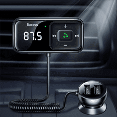 BASEUS Brezžični FM-oddajnik Bluetooth s polnilnikom S-16 Overseas edition črn