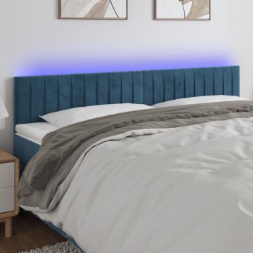 Vidaxl vidaXL Vzglavje postelje z LED diodo temno modro 160x5x78/88 cm žametno