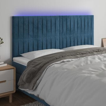 Vidaxl vidaXL Vzglavje postelje z LED diodo temno modro 160x5x118/128 cm