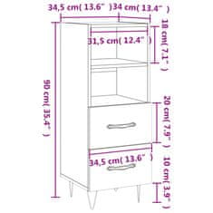 Vidaxl Komoda črna 34,5x34x90 cm inženirski les