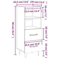 Vidaxl Komoda dimljeni hrast 34,5x34x90 cm inženirski les