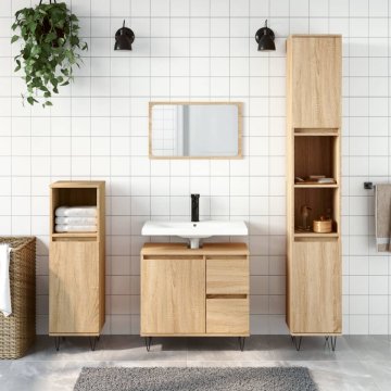 Vidaxl Kopalniška garnitura 3-delna sonoma hrast inženirski les