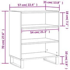 Vidaxl Komoda visok sijaj bela 57x35x70 cm inženirski les