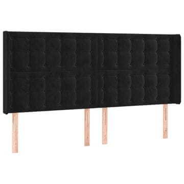 Vidaxl Vzglavje z ušesi črno 163x16x118/128 cm žamet