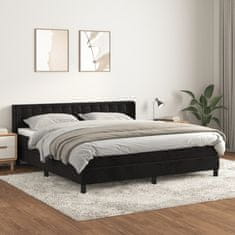 Vidaxl Box spring postelja z vzmetnico črna 160x200 cm žamet