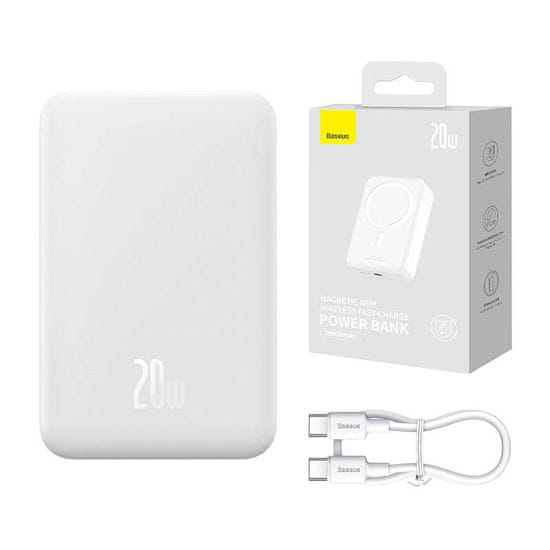 BASEUS powerbank magnetic mini 20000mah 20w magsafe (bela)