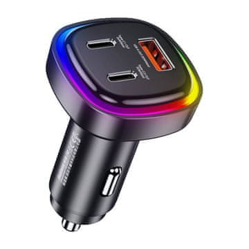 REMAX avtomobilski polnilec USB, 2x USB-C, rcc330, 66W (črn)