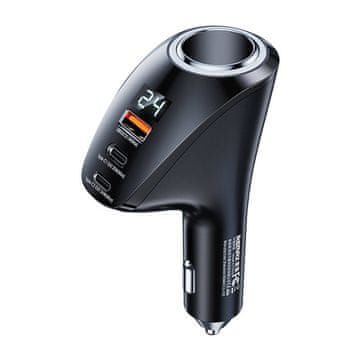 REMAX avtomobilski polnilec 2x usb-c, usb, rcc339, 88,5W (črn)