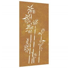 Vidaxl Vrtna stenska dekoracija 105x55 cm corten jeklo bambus