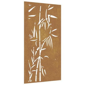 Vidaxl Vrtna stenska dekoracija 105x55 cm corten jeklo bambus
