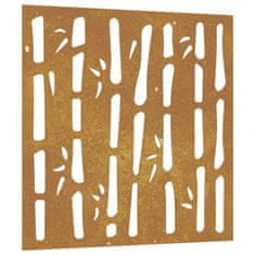 Vidaxl Vrtna stenska dekoracija 55x55 cm corten jeklo bambus