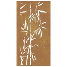 Vidaxl Vrtna stenska dekoracija 105x55 cm corten jeklo bambus