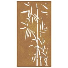 Vidaxl Vrtna stenska dekoracija 105x55 cm corten jeklo bambus