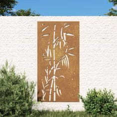 Vidaxl Vrtna stenska dekoracija 105x55 cm corten jeklo bambus