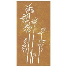 Vidaxl Vrtna stenska dekoracija 105x55 cm corten jeklo bambus