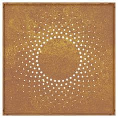 Vidaxl Vrtna stenska dekoracija 55x55 cm corten jeklo sonce