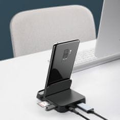 BASEUS Priključna postaja, USB-C HUB Baseus Mate Docking za pametne telefone Huawei in Samsung, 15 W (črna)