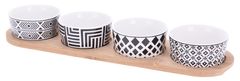 Excellent Houseware Servirna posoda s 5 kosi (1xbambusov pladenj 38x10cm+4xpredmer posode iz porcelana 8,5x4cm BELA)