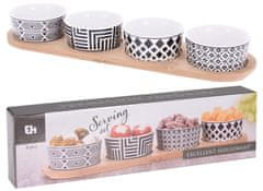 Excellent Houseware Servirna posoda s 5 kosi (1xbambusov pladenj 38x10cm+4xpredmer posode iz porcelana 8,5x4cm BELA)